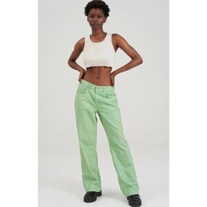 The Ragged Priest Straight Leg Denim Green & Yellow Paisley Size 26
